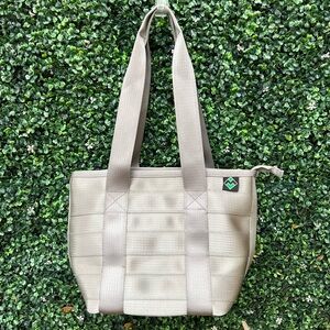 Maggie Bags Seatbelt Gray Silver Double Handle Tote Shoulder Bag